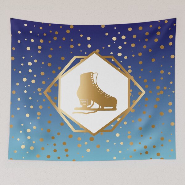 Item preview, Gold Figure Skate with Gold Dots on Blue Gradient designed and sold by PD-Skating.