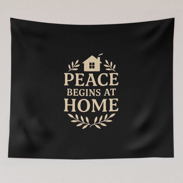 Item preview, Peace Begins at Home – Cozy Minimal Christmas Quote Design designed and sold by CraftedHome.