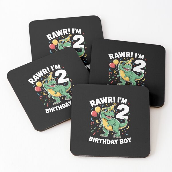 Item preview, Kids Rawr Im 2 Birthday Boy Dinosaur 2nd Bday Party Boys Kids designed and sold by lilLilaBatArt.