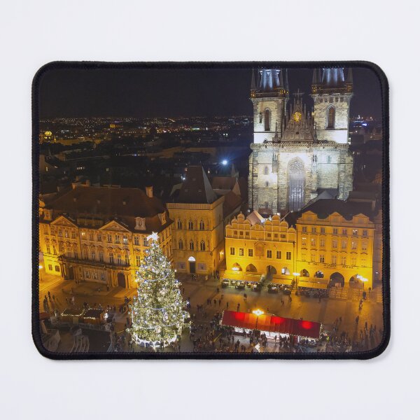 Item preview, Christmas market in Prague's Old Town Square at night designed and sold by Sasas Design.