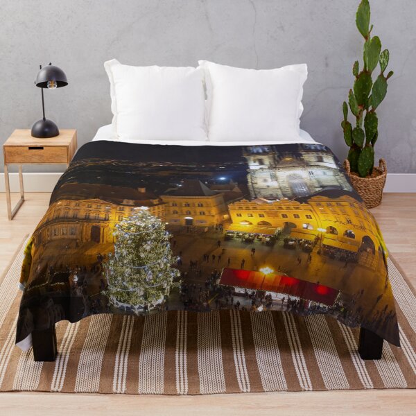 Item preview, Christmas market in Prague's Old Town Square at night designed and sold by Sasas Design.