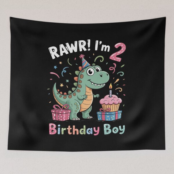 Item preview, Kids Rawr Im 2 Dinosaur Birthday Boy Cute 2nd Bday Trex Boys Kids  designed and sold by BeetleMalon.