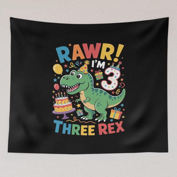 Item preview, Kids Three Rex Birthday Party Outfit Dinosaur 3 Year Old Boy  designed and sold by BeetleMalon.