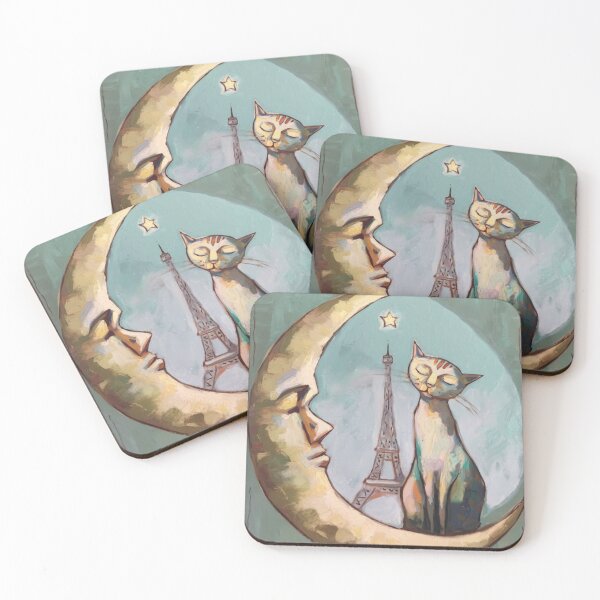 Item preview, Parisian Moonlit Cat | Whimsical French Painting. Art By Carraann  designed and sold by CARRAANN.