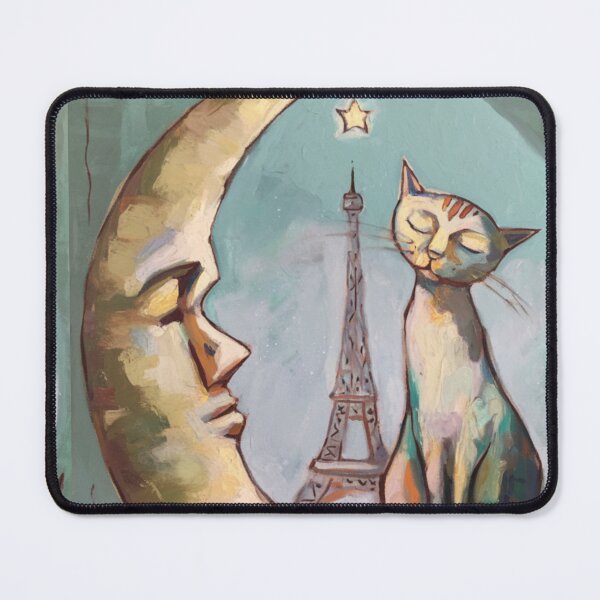 Item preview, Parisian Moonlit Cat | Whimsical French Painting. Art By Carraann designed and sold by CARRAANN.