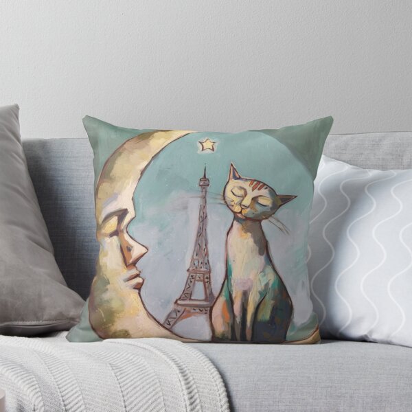 Item preview, Parisian Moonlit Cat | Whimsical French Painting. Art By Carraann  designed and sold by CARRAANN.