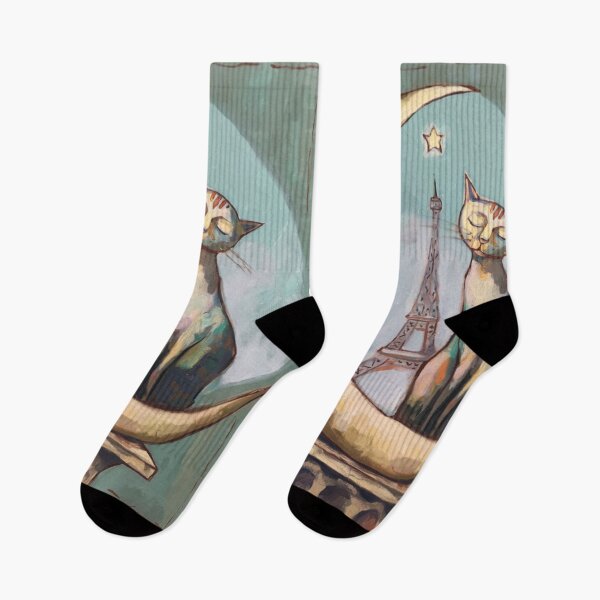 Item preview, Parisian Moonlit Cat | Whimsical French Painting. Art By Carraann  designed and sold by CARRAANN.