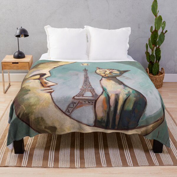 Item preview, Parisian Moonlit Cat | Whimsical French Painting. Art By Carraann designed and sold by CARRAANN.