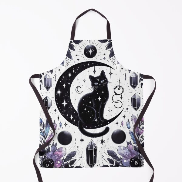 Item preview, Witchy Black Cat on Crystal Crescent Moon designed and sold by BigBlueArt.