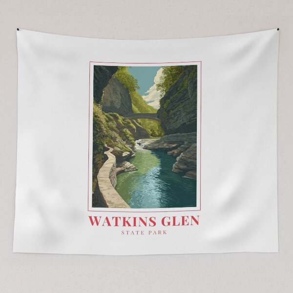 Item preview, Watkins Glen State Park Gorge Trail New York Illustration designed and sold by MapMyMiles.