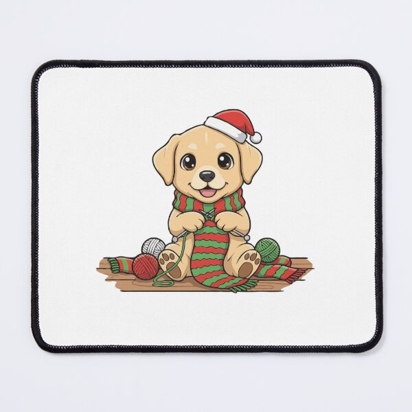 Item preview, Labrador Puppy Knitting a Christmas Scarf - Dog Lovers designed and sold by The Real Life Symphony.