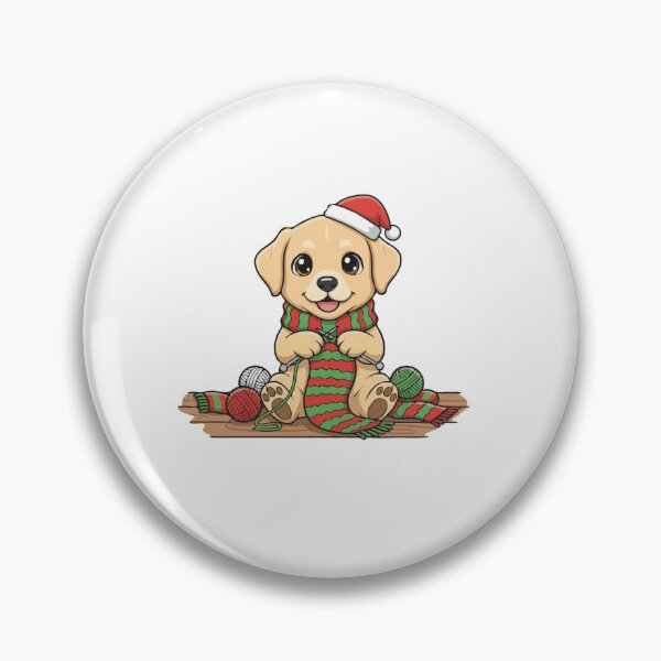 Item preview, Labrador Puppy Knitting a Christmas Scarf - Dog Lovers designed and sold by The Real Life Symphony.