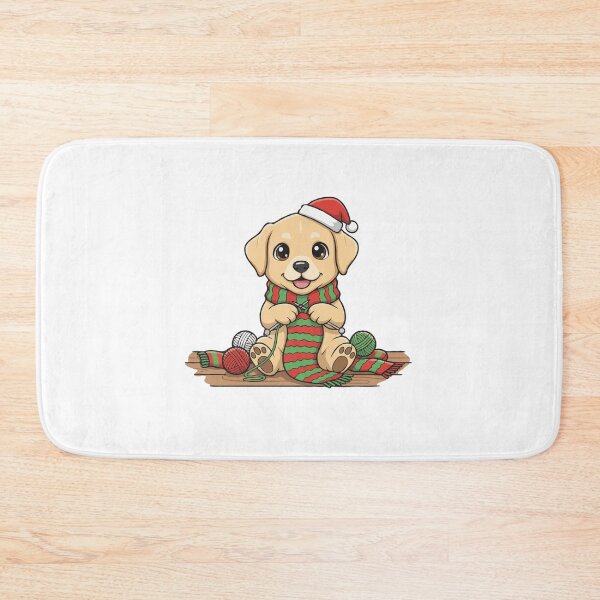 Item preview, Labrador Puppy Knitting a Christmas Scarf - Dog Lovers designed and sold by The Real Life Symphony.