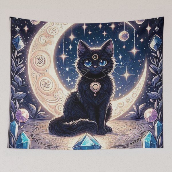 Item preview, Mystic Tarot Cat Under Crystal Moon designed and sold by BigBlueArt.