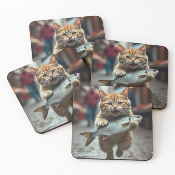 Item preview, Cat runs away with a stolen fish designed and sold by BenCoStyle.