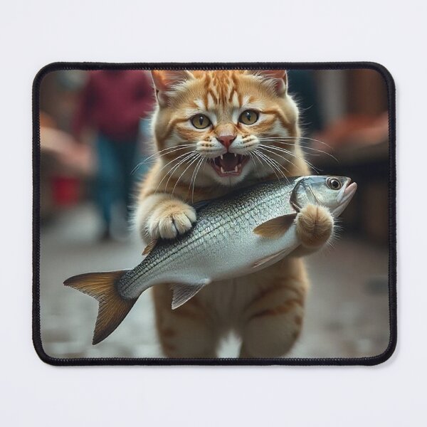 Item preview, Cat runs away with a stolen fish designed and sold by BenCoStyle.