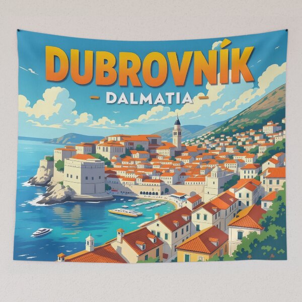 Item preview, Dubrovnik, Dalmatia: Vintage-Style Painterly Travel Poster designed and sold by LSVart.