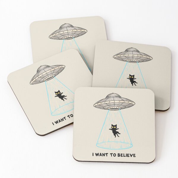 Item preview, Black Cat Abducted, Cool UFO Spaceship designed and sold by OrenjiArtShop.