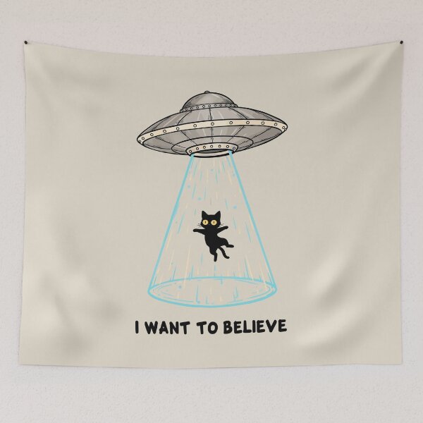 Item preview, Black Cat Abducted, Cool UFO Spaceship designed and sold by OrenjiArtShop.