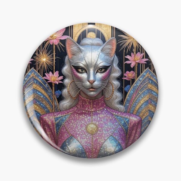 Item preview, Divine Feline Goddess - Art Deco Glamour Cat Queen Portrait designed and sold by AiDigitalSanctum.