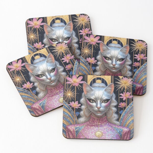 Item preview, Divine Feline Goddess - Art Deco Glamour Cat Queen Portrait designed and sold by AiDigitalSanctum.