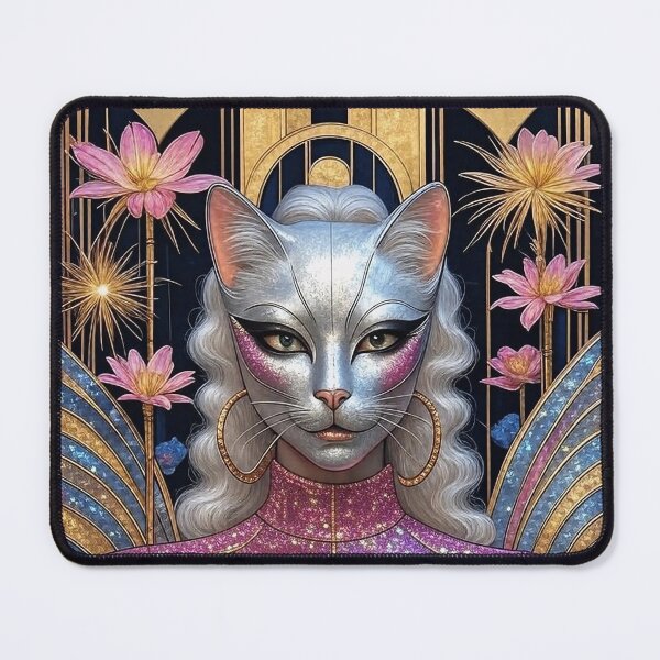 Item preview, Divine Feline Goddess - Art Deco Glamour Cat Queen Portrait designed and sold by AiDigitalSanctum.
