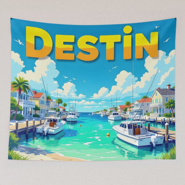Item preview, Destin, Florida: Vintage-Style Painterly Travel Poster designed and sold by LSVart.