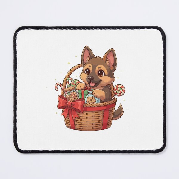 Item preview, German Shepherd Puppy Preparing Christmas Gift Basket - Dog Lovers designed and sold by The Real Life Symphony.