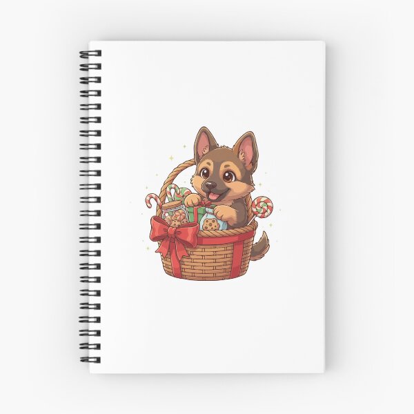 Item preview, German Shepherd Puppy Preparing Christmas Gift Basket - Dog Lovers designed and sold by The Real Life Symphony.