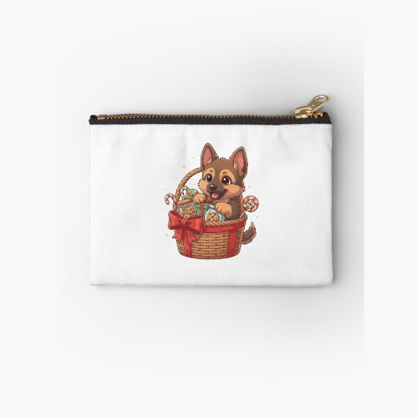 Item preview, German Shepherd Puppy Preparing Christmas Gift Basket - Dog Lovers designed and sold by The Real Life Symphony.