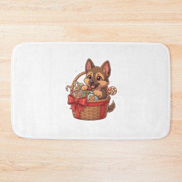 Item preview, German Shepherd Puppy Preparing Christmas Gift Basket - Dog Lovers designed and sold by The Real Life Symphony.