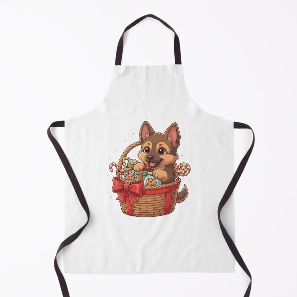 Item preview, German Shepherd Puppy Preparing Christmas Gift Basket - Dog Lovers designed and sold by The Real Life Symphony.