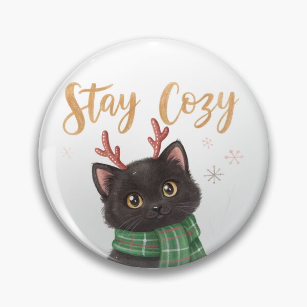Item preview, Stay Cozy Black Christmas Cat – Cute Winter Kitten Watercolor Illustration by Vivo Studio | Holiday Cozy Art designed and sold by VivoStudio.