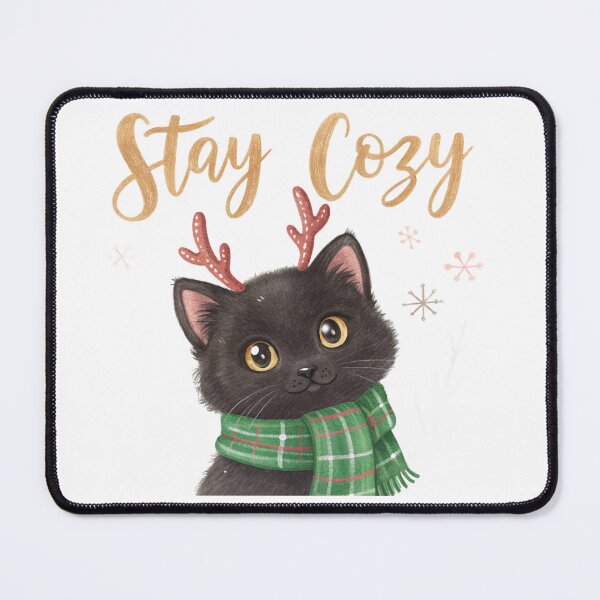 Item preview, Stay Cozy Black Christmas Cat – Cute Winter Kitten Watercolor Illustration by Vivo Studio | Holiday Cozy Art designed and sold by VivoStudio.