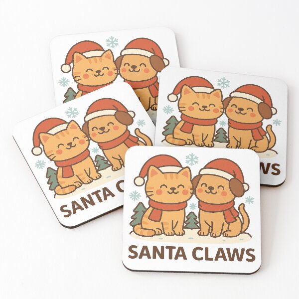 Item preview, Santa Claws – Cute Christmas Cat and Dog Cartoon Holiday Design designed and sold by StyleLap.
