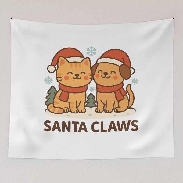 Item preview, Santa Claws – Cute Christmas Cat and Dog Cartoon Holiday Design designed and sold by StyleLap.