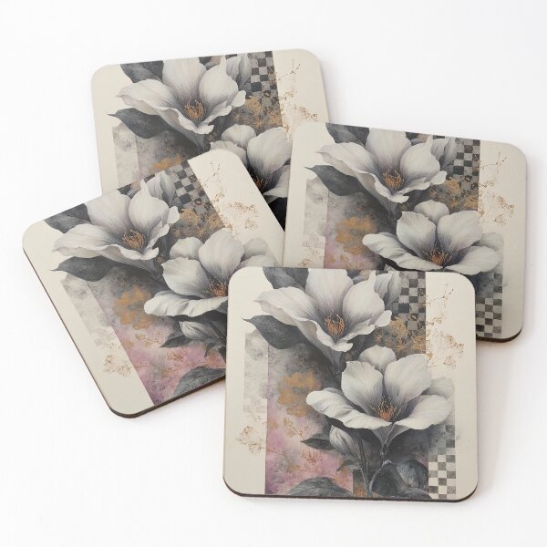 Item preview, “White Bloom in a Patchwork of Gold” designed and sold by bloorose.