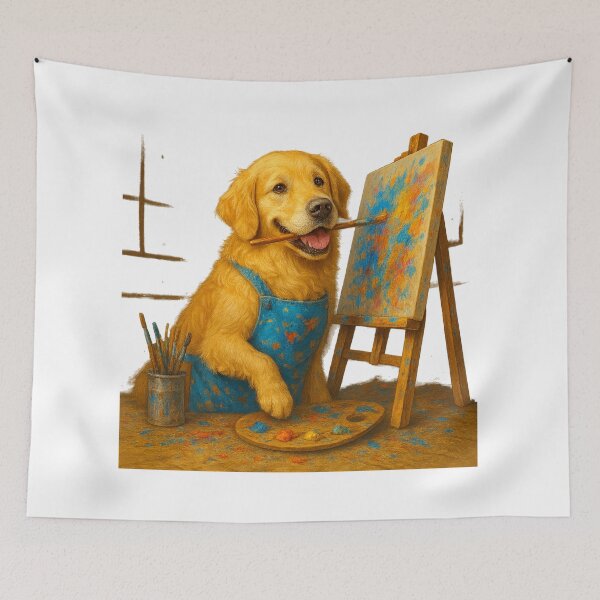 Item preview, Golden Retriever Painter • Cute Dog Artist • Colorful Abstract Art Design designed and sold by PawWave.