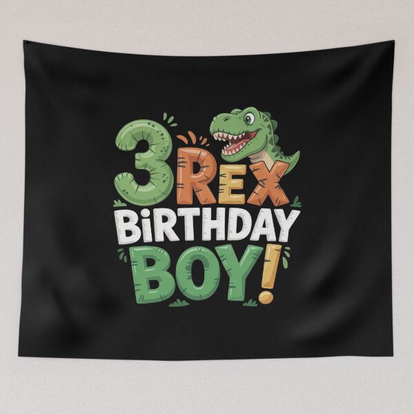 Item preview, Three Rex 3rd Birthday Third Dinosaur 3 Year Old Party  designed and sold by lilLilaBatArt.