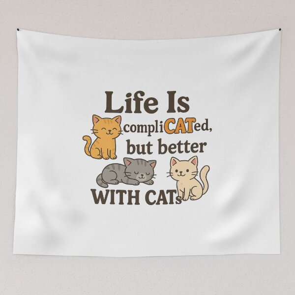 Item preview, Retro Cat Quote – Life Is Complicated But Better With Cats designed and sold by SVALANART.