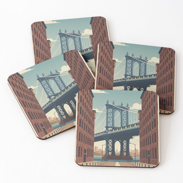 Item preview, Arte de viajes vintage de Nueva York - Puente de Brooklyn - EE. UU. designed and sold by Wanderprintt.