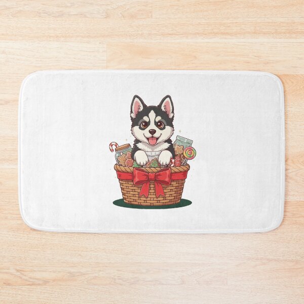 Item preview, Cute Gerberian Shepsky Puppy Preparing Christmas Gift Basket - Dog Lovers designed and sold by The Real Life Symphony.