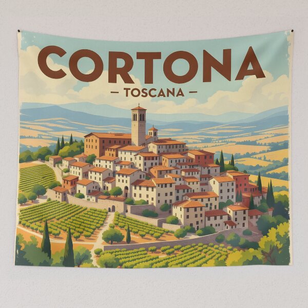 Item preview, Cortona, Tuscany: Vintage-Style Painterly Travel Poster designed and sold by LSVart.
