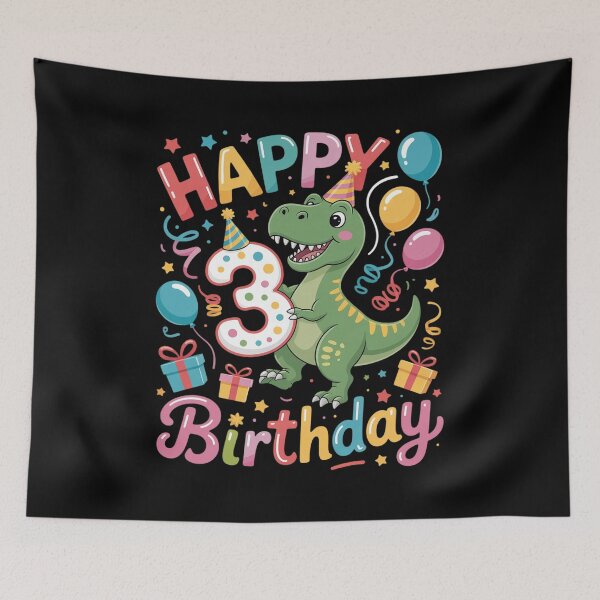Item preview, T-Rex 3rd birthday boy girl 3 years old third three T-Rex  designed and sold by lilLilaBatArt.