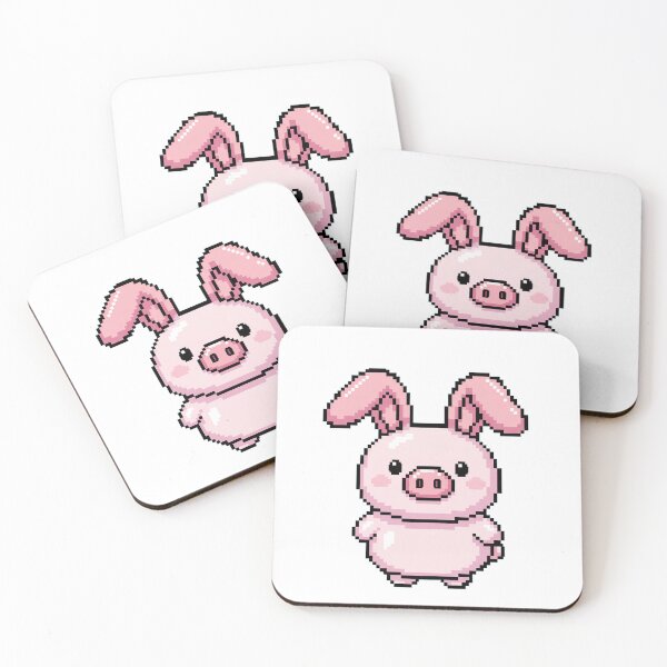 Item preview, Pastel Piglet-Bunny Puff – Marshmallow Cute Kawaii Pixel Art designed and sold by Pixel Girl Aesthetic Studio.