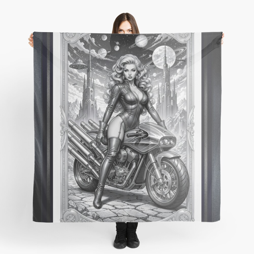 Mystralias Iron Valkrie Xylia D'Arden On Her Morvous AI Concept Art by Xzendor7 | A Stunning Retrofusion Maven 4 Mystralia's Iron Valkrie Xylia D'Arden On Her Morvous Stunning AI Concept Art by Xzendor7 Decorative Art Print Ladies Scarf