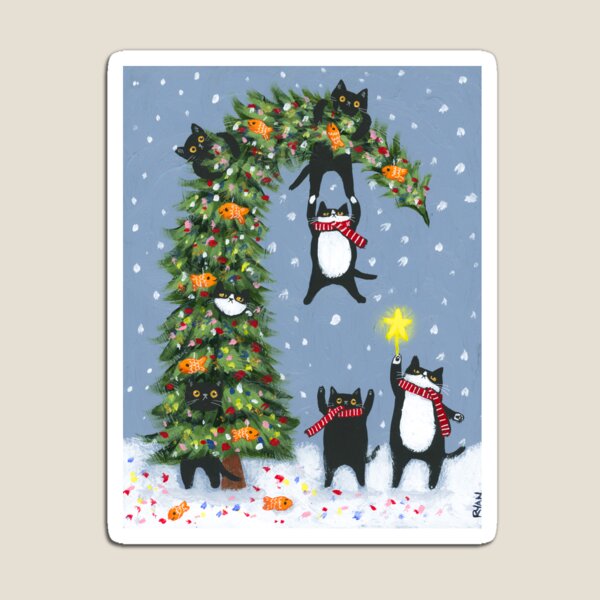Cats Decorating The Christmas Tree