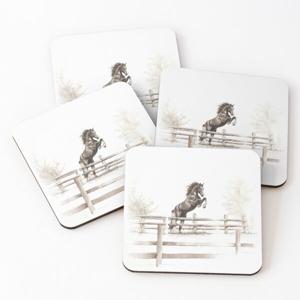 Item preview, An elegant Morgan horse depicted mid-jump over a fence Horses in Motion designed and sold by CDC40.