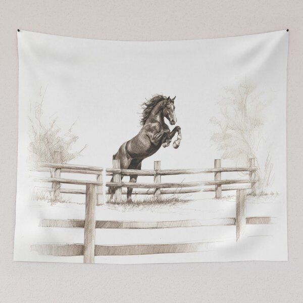 Item preview, An elegant Morgan horse depicted mid-jump over a fence Horses in Motion designed and sold by CDC40.