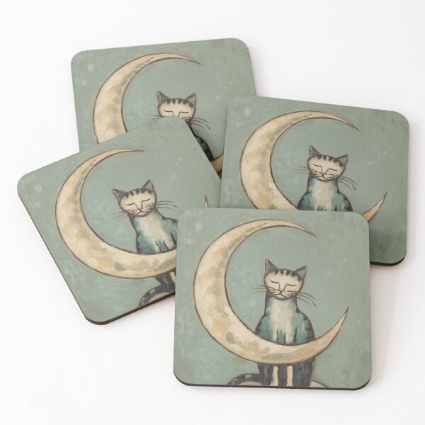 Item preview, Moonlit Cat on Pedestal | Art By Carraann designed and sold by CARRAANN.